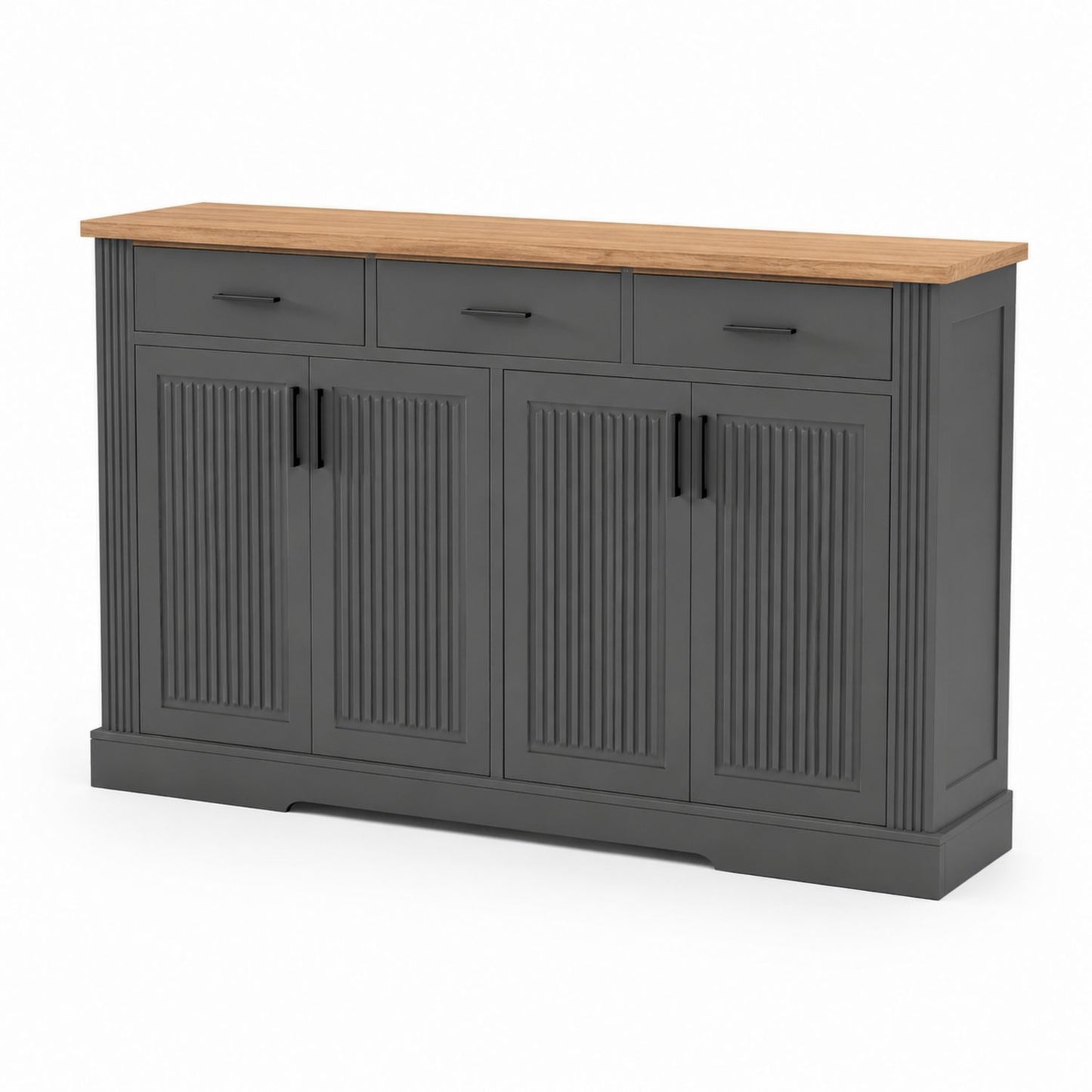 Komoda z drewna dębowego i MDF ciemnoszara 120x40x80 cm