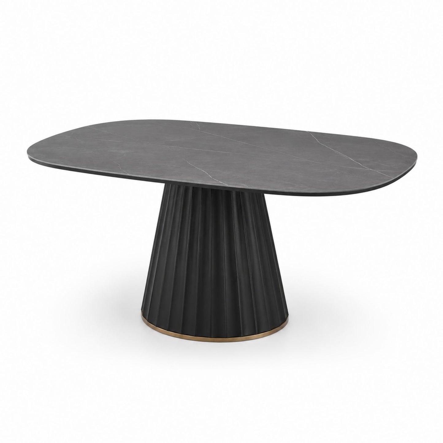 Stół jadalniany owalny z ceramicznym blatem, czarny