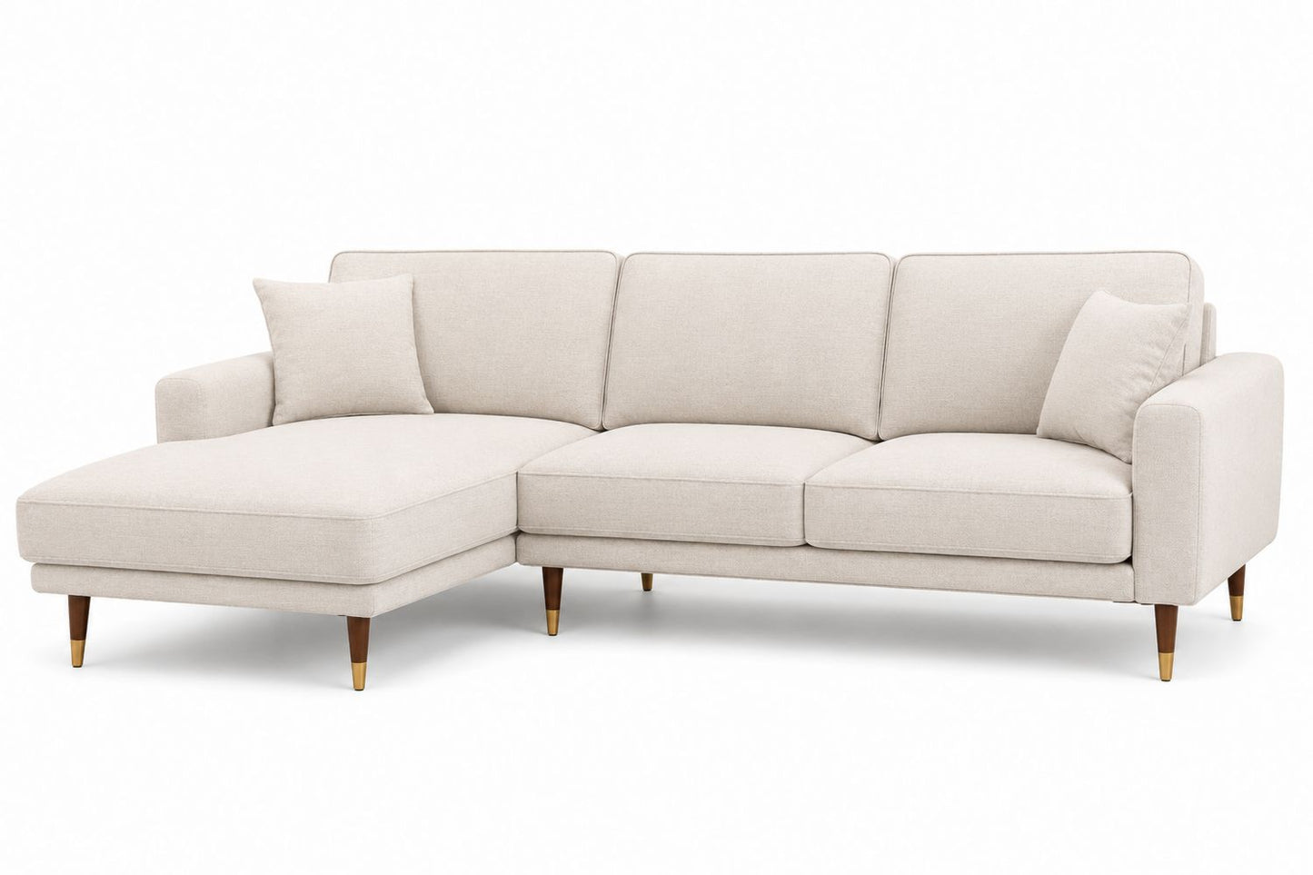 Sofa narożna materiał beżowy lewostronna