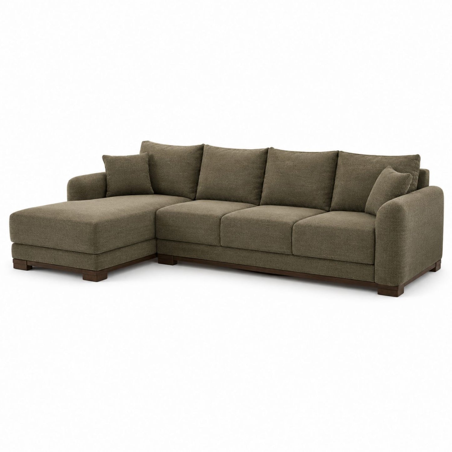 Narożna sofa tkaninowa L-kształtna Zielonobrązowa 280x170x85cm