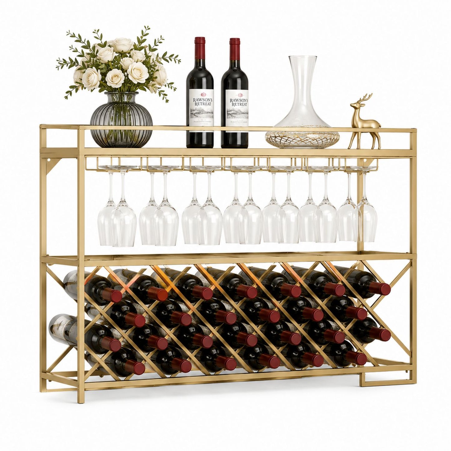 Metalowy Stojak na Wino 62x30x80 cm