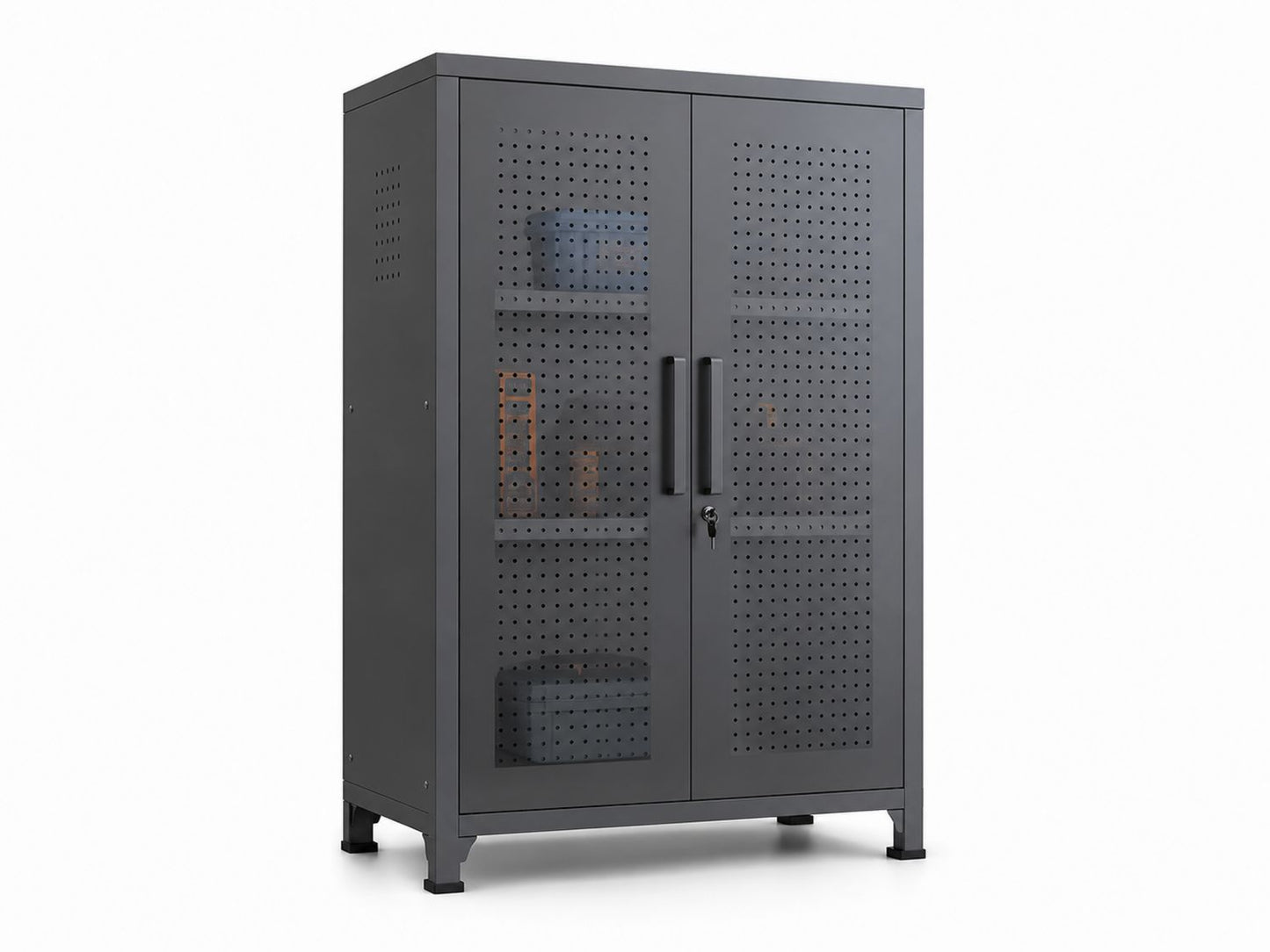 Szafka metalowa szara z regulowanymi półkami 90x180x45 cm