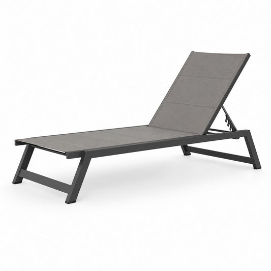 Leżak ogrodowy metalowy z tkaniną tekstylenową szary 200x65x35 cm