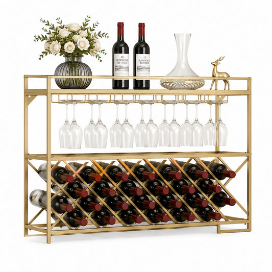 Metalowy Stojak na Wino 62x30x80 cm