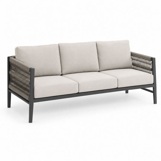 Sofa ogrodowa 3-osobowa z aluminium i poduszkami