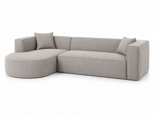 Sofa narożna z poliestru szara 250 cm
