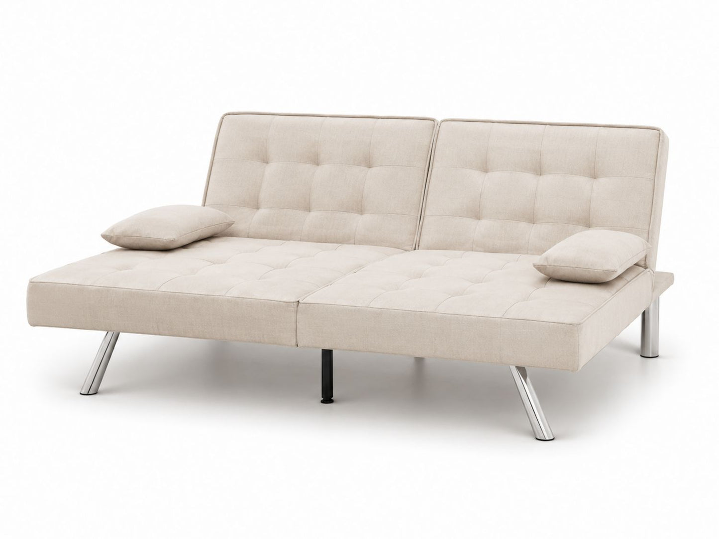 Sofa rozkładana materiałowa beżowa