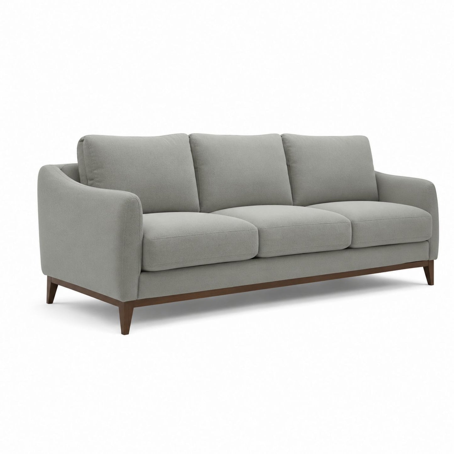 Sofa trzyosobowa szara z tkaniny i drewna